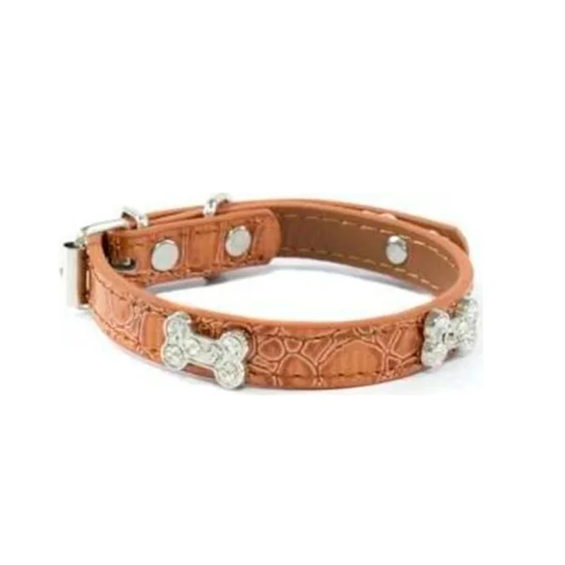 Coleira Cães The Pets Fashion Bone Strass M