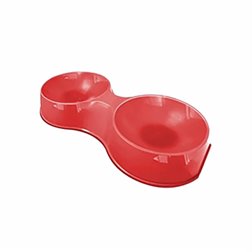 Comedouro Cães Furacão Pet Plástico Pop Duplo Vermelho 1100ml