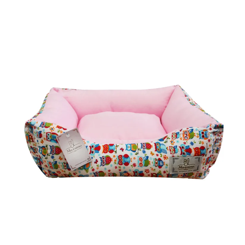 Cama De Tecido Retangular Maxximo Pet Coruja Rosa M