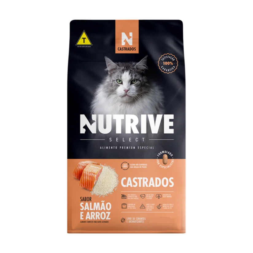 Ração Gatos Nutrive Select Castrados Salmão e Arroz 2,5kg