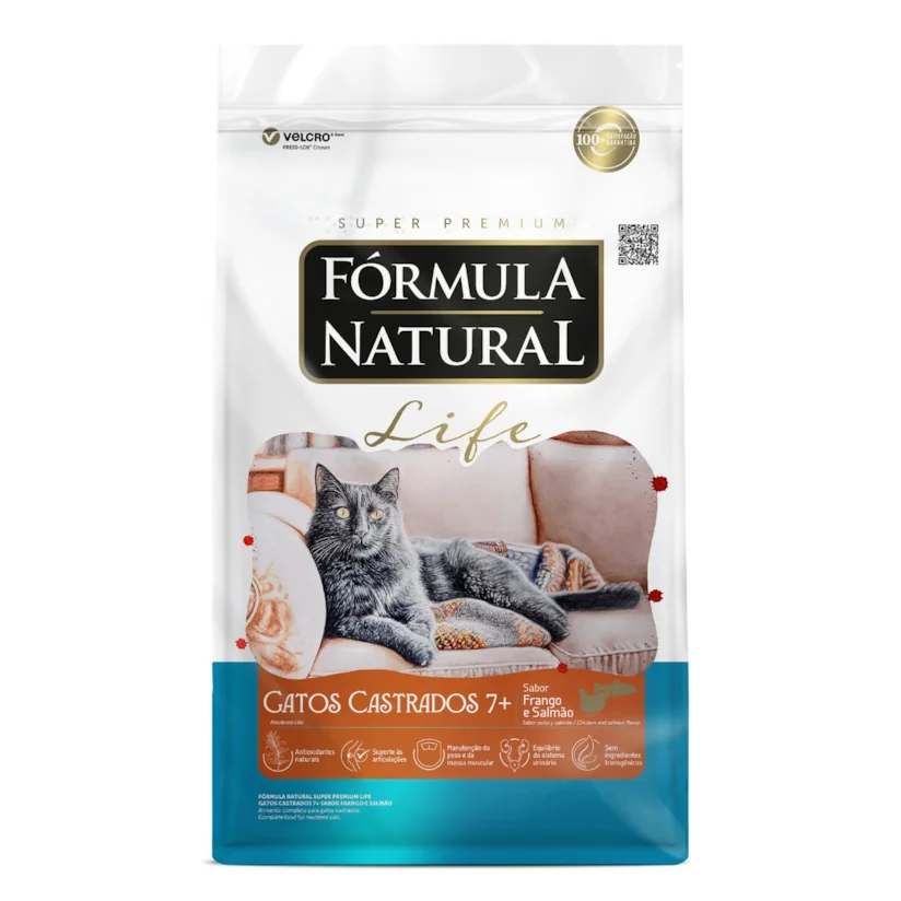Ração Fórmula Natural Life Gatos Castrados 7+ Frango E Salmão 1Kg