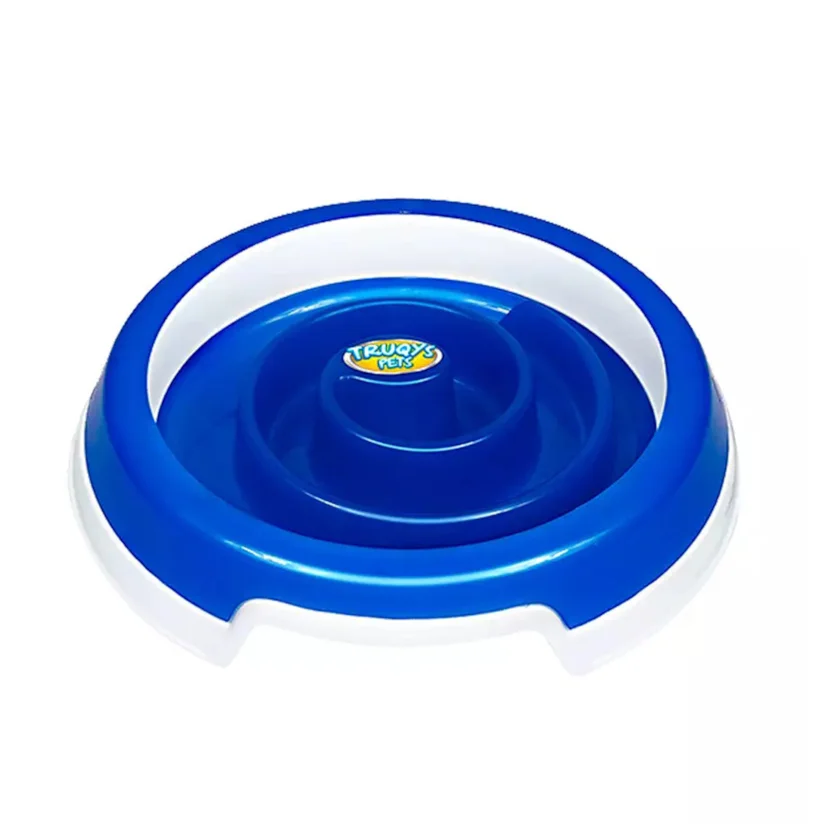 Comedouro Slow Food Azul Médio Truqys Pets