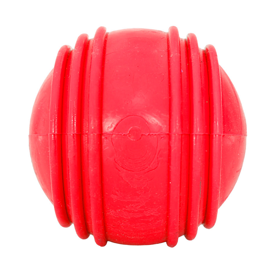 Brinquedo Furacão Pet Bola de Borracha Maciça Vermelho com Friso para Cães