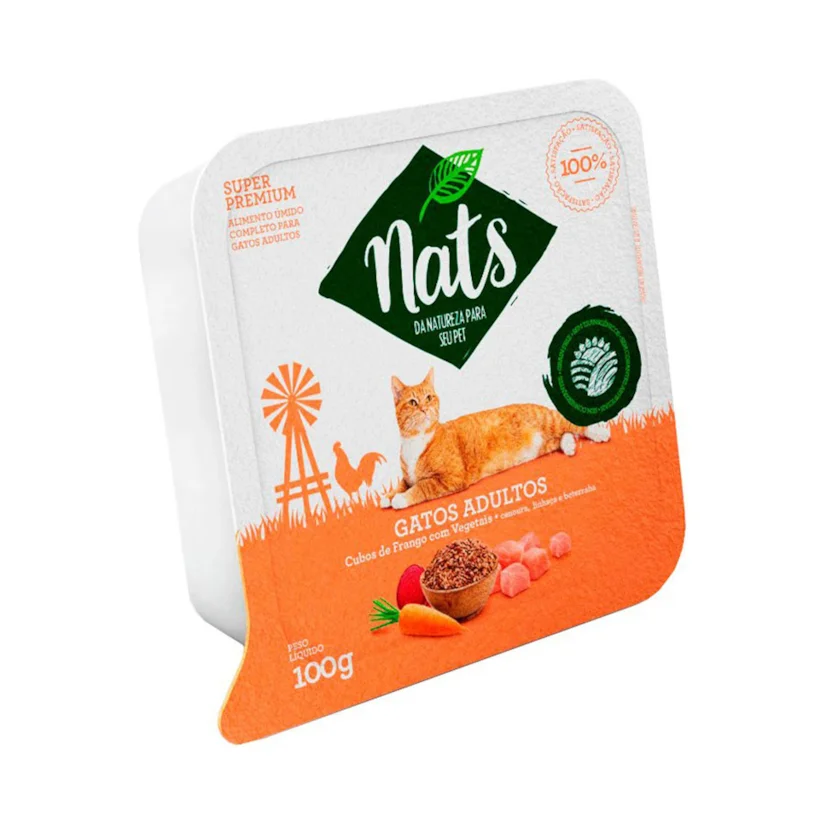 Ração Nats Para Gatos Adultos Úmido Frango 100g