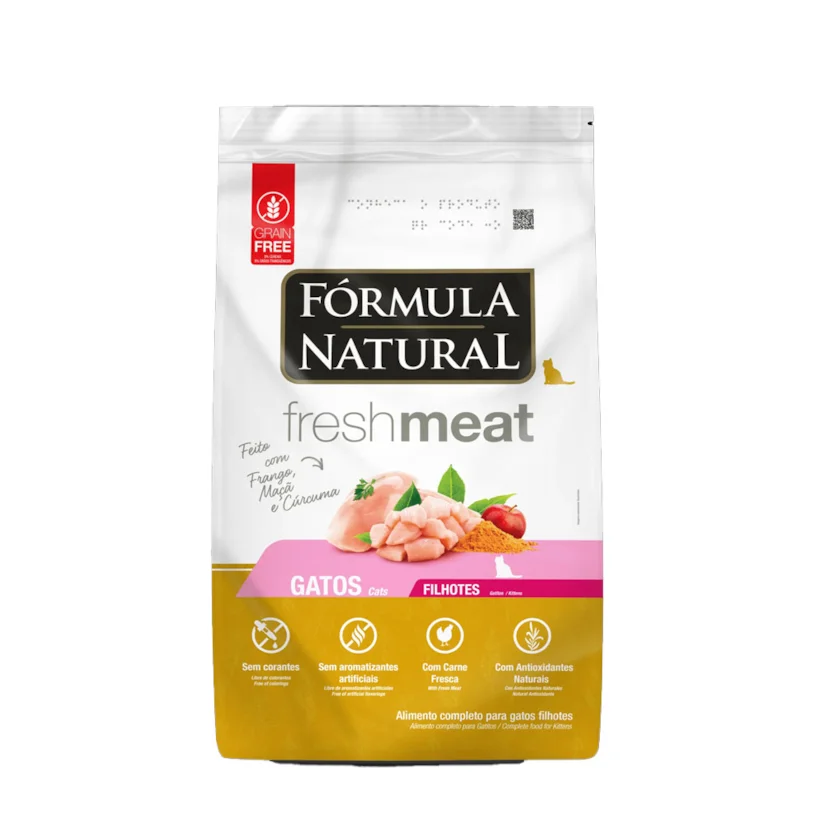 Ração Formula Natural Gatos Fresh Meat Filhotes Sabor Frango, Maçã e Cúrcuma 7Kg
