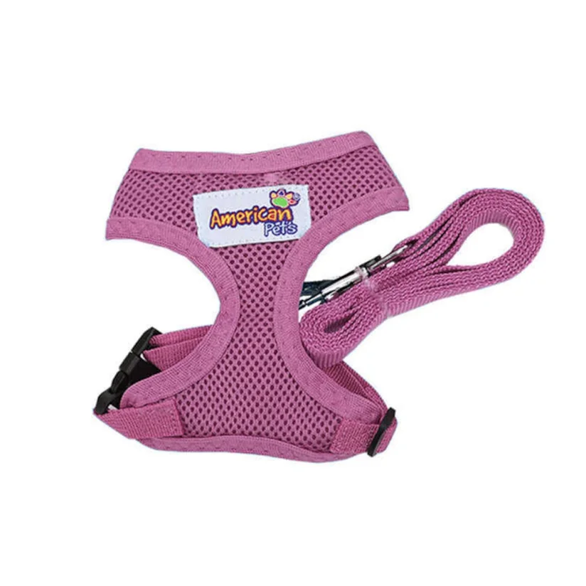 Guia e Peitoral Cães American Pets Confort Rosa Tamanho G