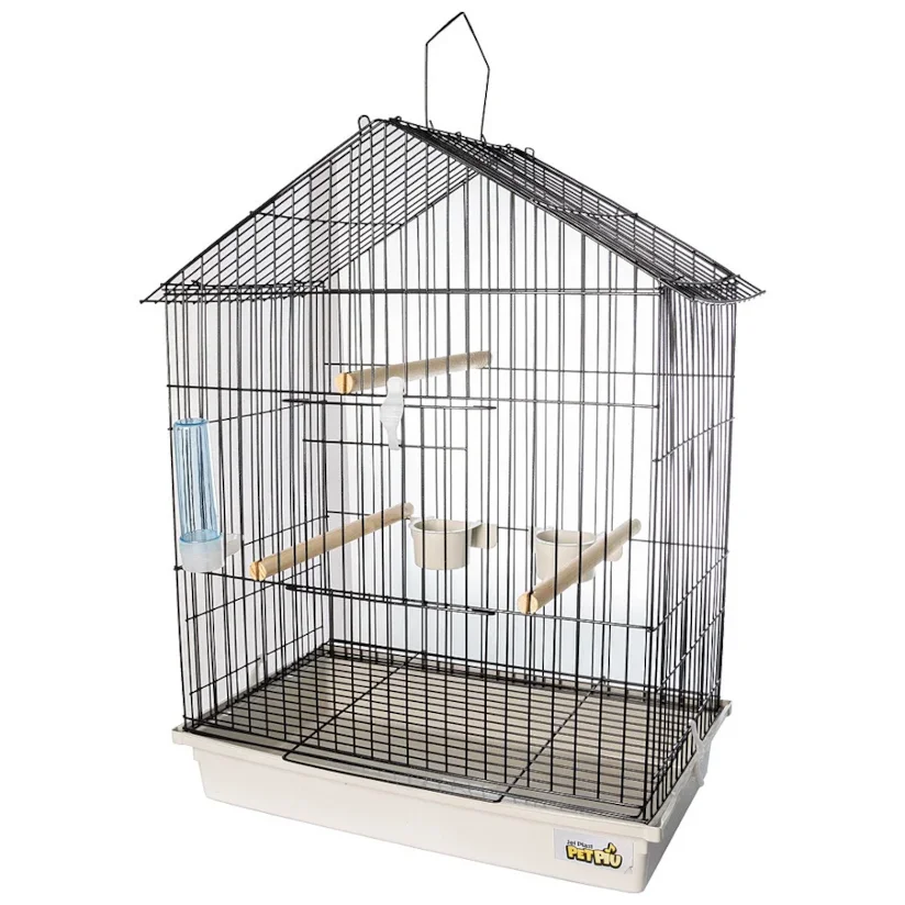 Gaiola Para Calopsita Teto Aramado Jel Plast Black/Branco