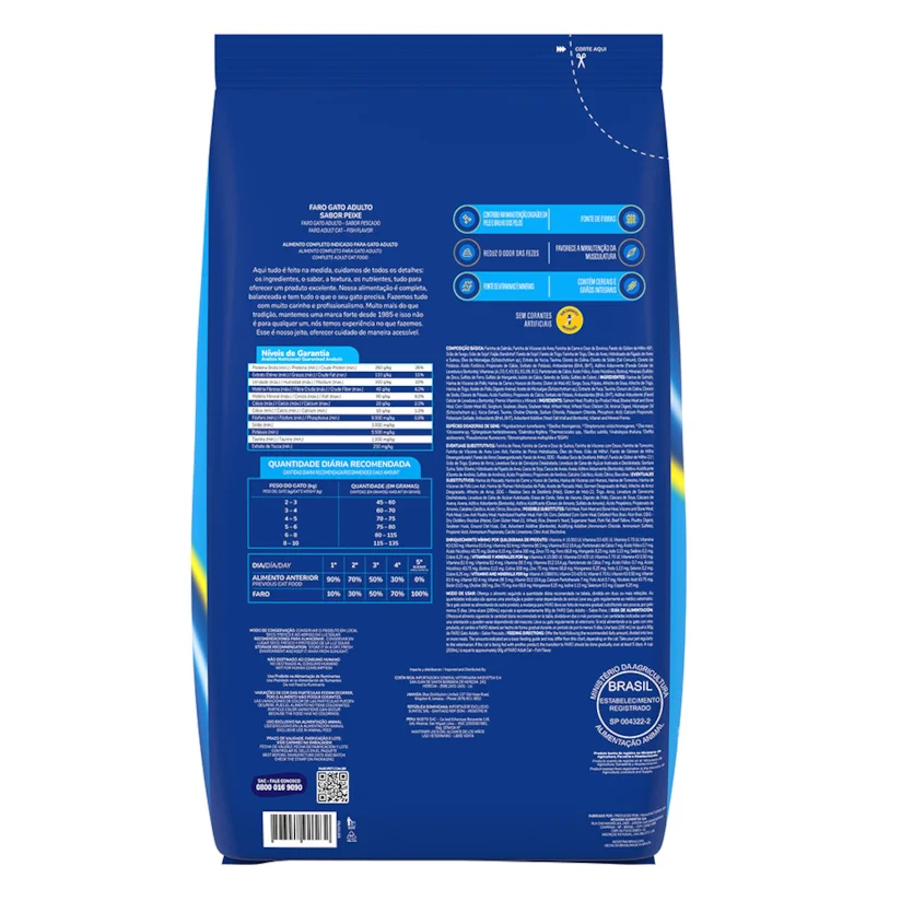 Ração Faro para Gatos Adultos Sabor Peixes 10,1kg