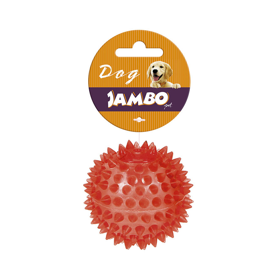 Brinquedo Jambo Bola Espinho TPR com Som Vermelha para Cães