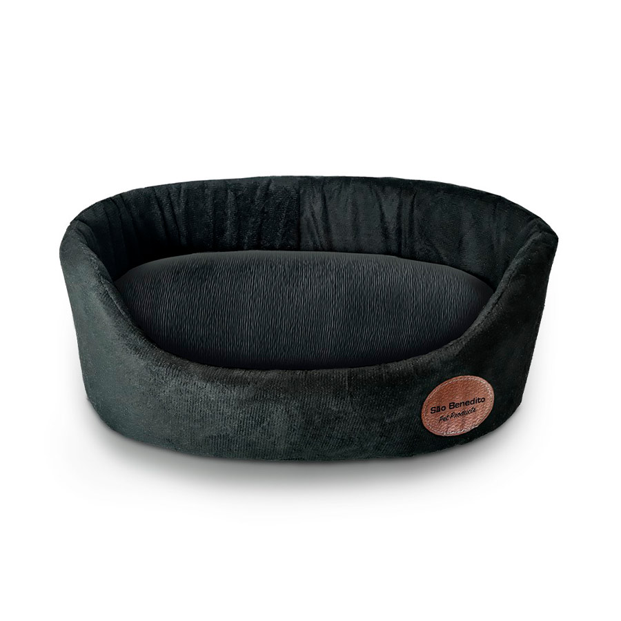 Cama São Benedito Pet Europa Luxo Sued Preta para Cães