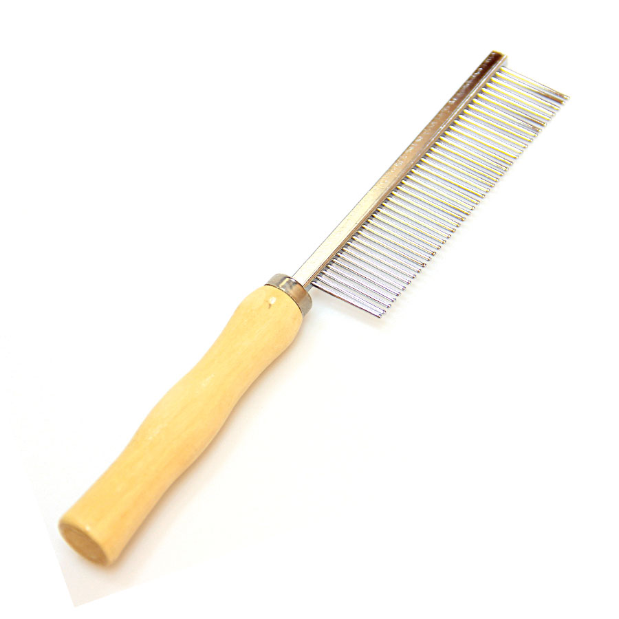 Pente Duplo Napi 40 Dentes com Cabo de Madeira para Cães e Gatos