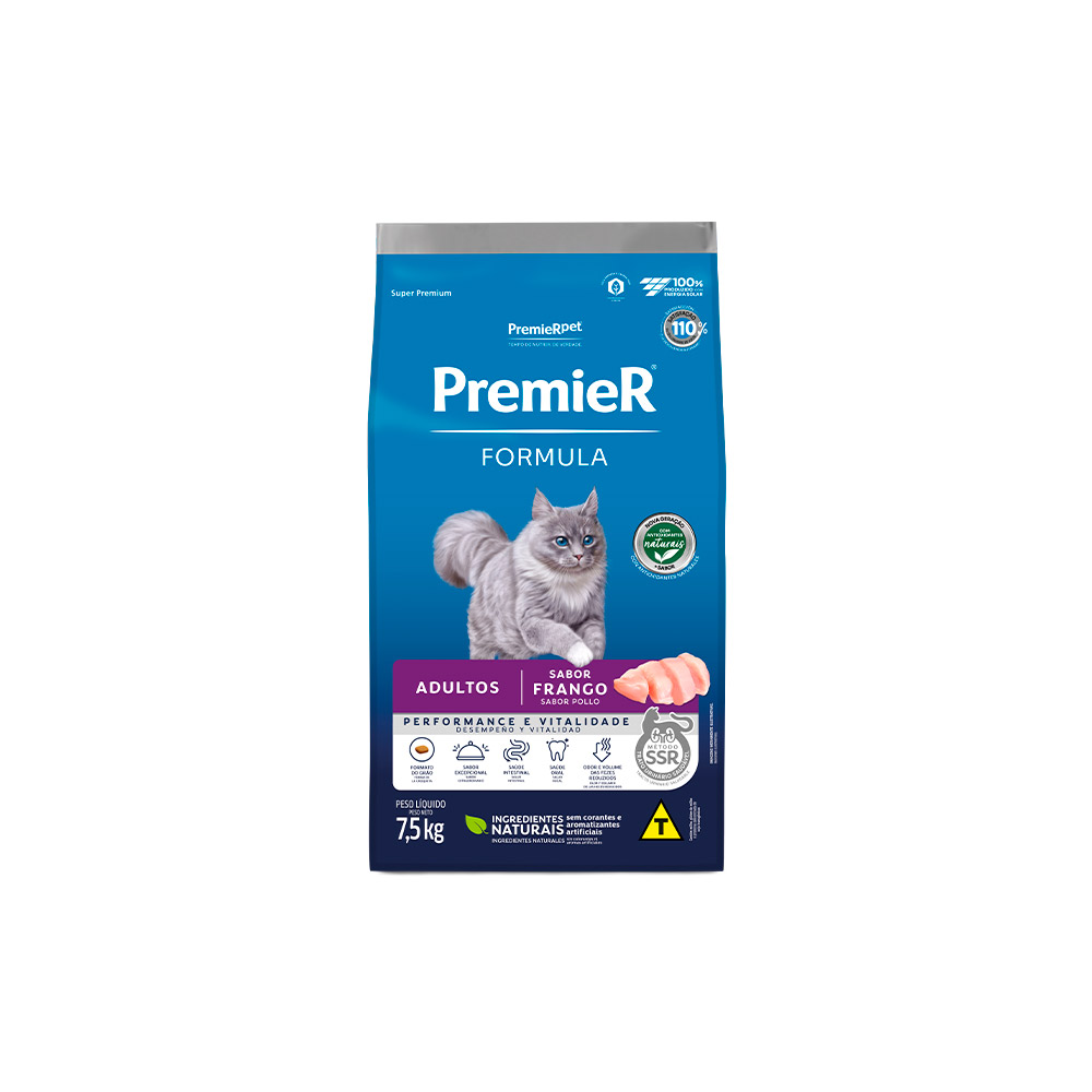 Ração Premier Formula Performance e Vitalidade para Gatos Adultos Sabor Frango 7,5 kg