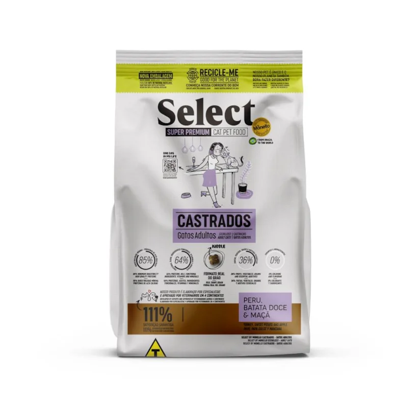 Ração Monello Select Gatos Adultos Castrados 10,1Kg