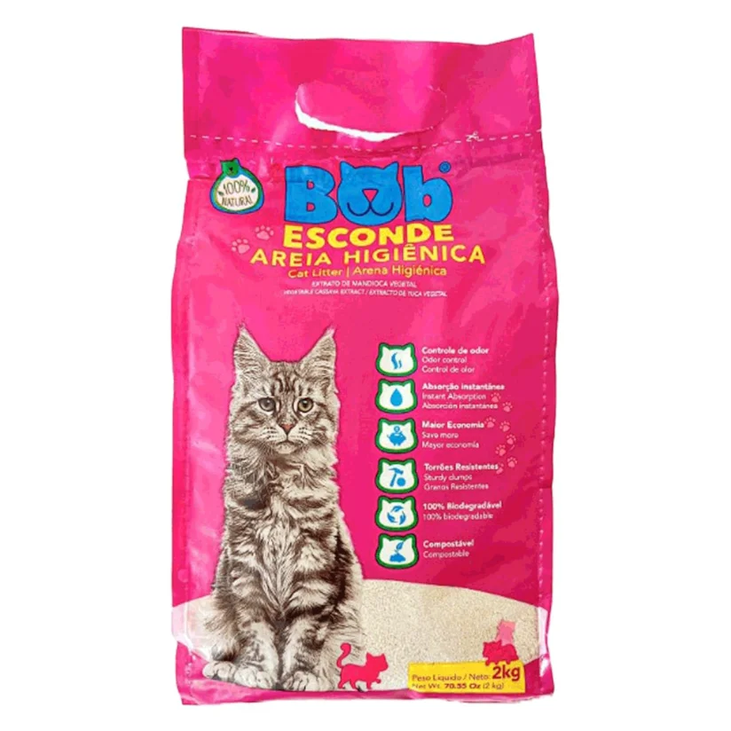 Areia Higiênica para Gatos Bob Esconde 2kg