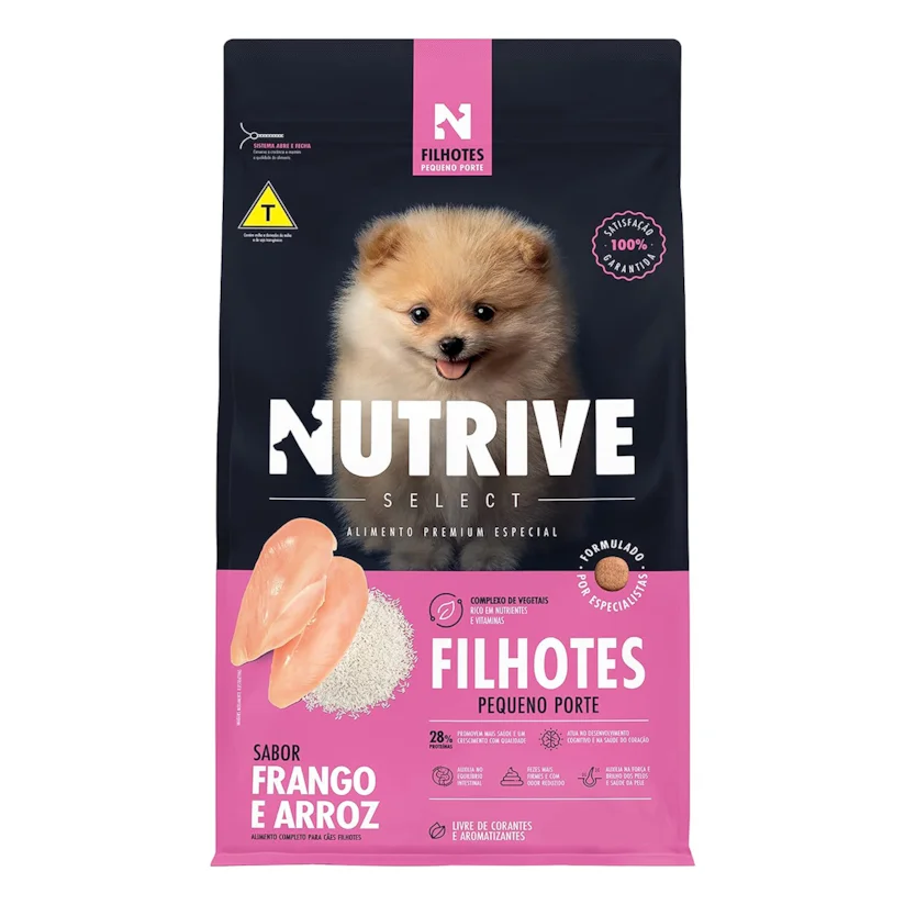 Ração Cães Nutrive Select Filhotes Pequeno porte Frango e Arroz 15kg