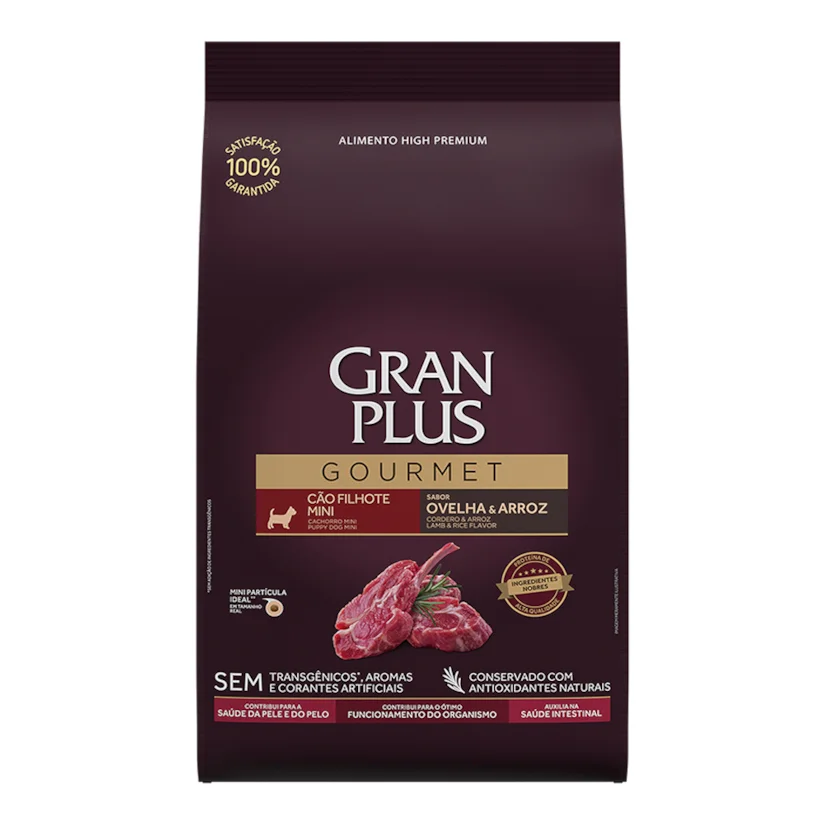 Ração Gran Plus Gourmet Cães Filhotes Porte Mini e Pequeno Ovelha e Arroz 3kg