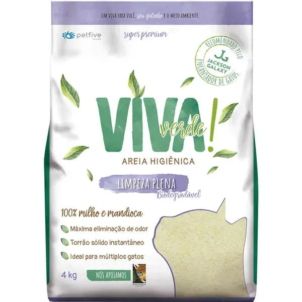 Areia Higiênica Viva Verde Grãos Finos para Gatos - 4kg