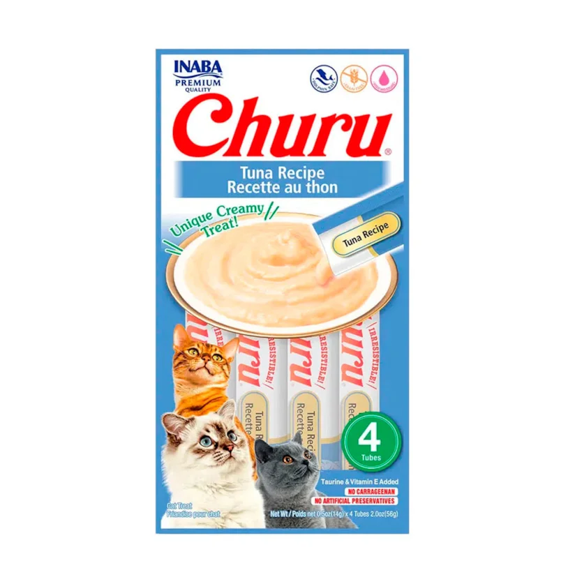 Purê Churu Petisco Cremoso para Gatos Atum 56g Kit 10 Unidades