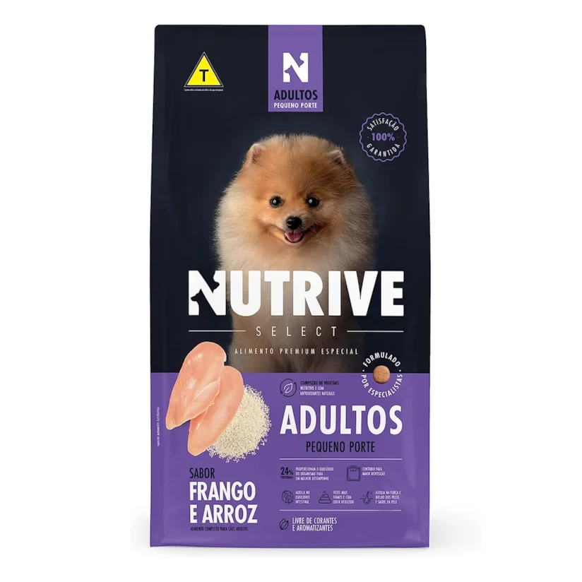 Ração Cães Nutrive Select Adultos Pequeno porte Frango e Arroz 10,1kg
