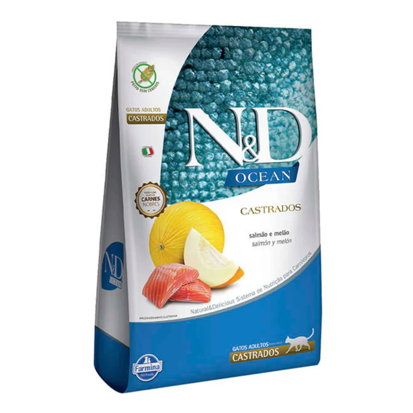 Ração N&D Ocean Gatos Adultos Castrados Salmão e Melão 7,5kg