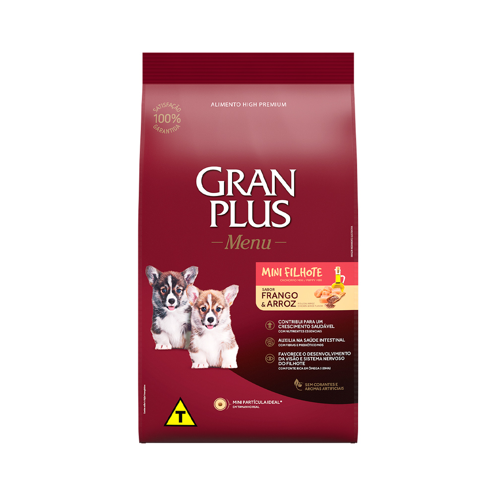 Ração GranPlus Menu Para Cães Filhotes de Porte Mini Sabor Frango e Arroz