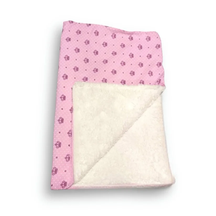 Manta Soft para Cães e Gatos Coroa Rosa Lã Sherpa Ovelha CamaPet