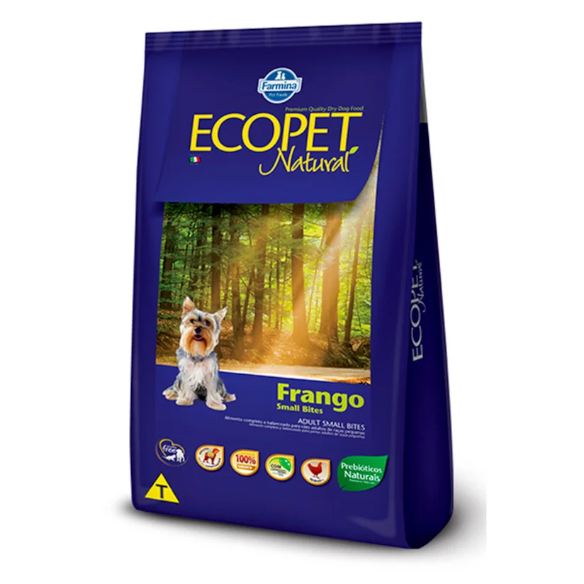 Ração Ecopet Natural Cães Adultos Raças Pequenas Frango 1kg