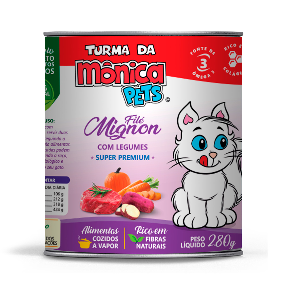 Ração Úmida Turma da Mônica Pets para Gatos Sabor Filé Mignon com Legumes 280 g