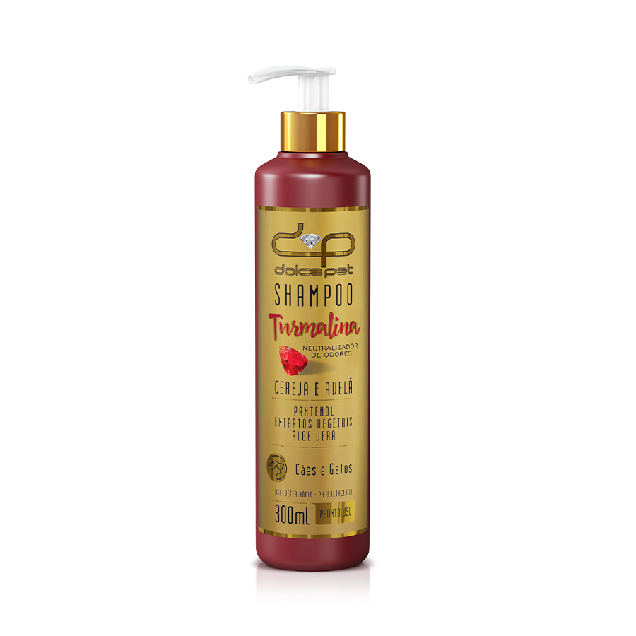 Shampoo Dolce Pet Turmalina Neutralizador de Odores Cereja e Avelã para Cães e Gatos
