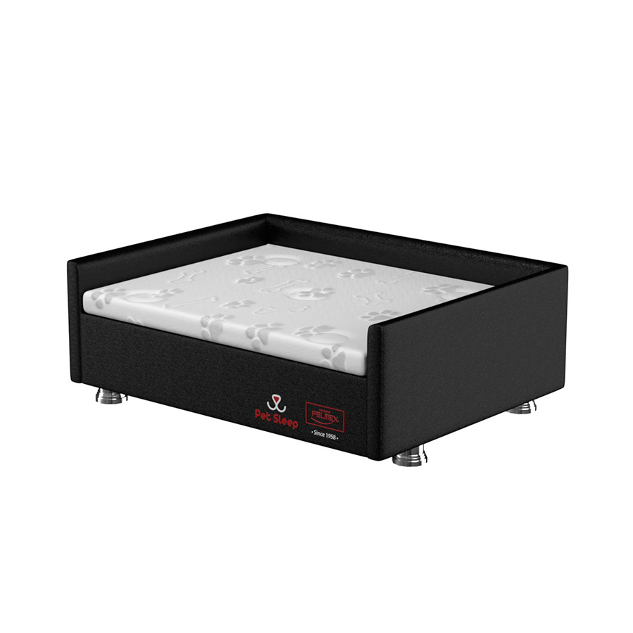 Conjunto Cama Box Pet Sleep Pelmex Luxo Preto e Branco para Cães e Gatos