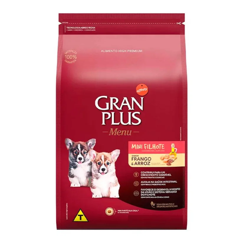 Ração Gran Plus Cães Menu Filhotes Racas Mini Frango e Arroz 10,1kg