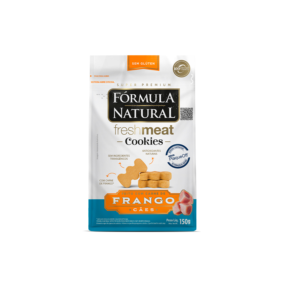 Biscoito Fórmula Natural Fresh Meat Cookie para Cães Adultos Sabor Frango 150 g