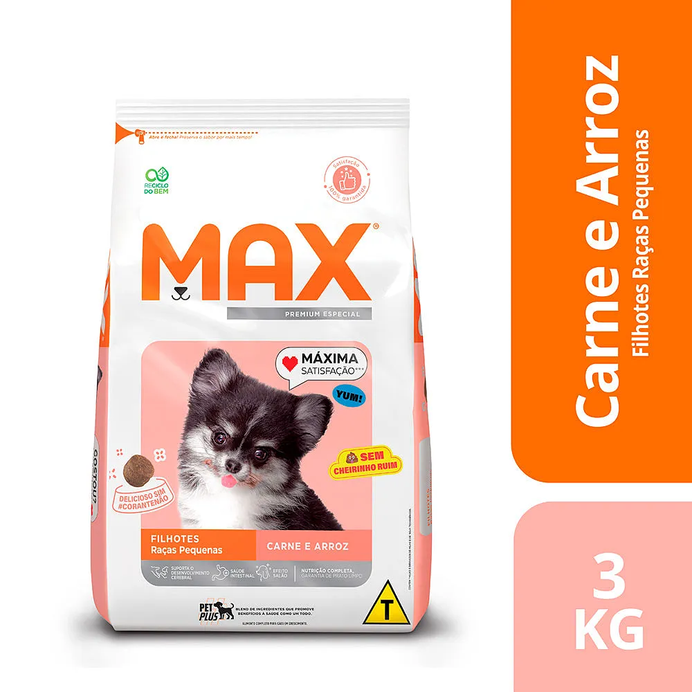 Ração Max para Cães Filhotes de Porte Pequeno Sabor Carne e Arroz