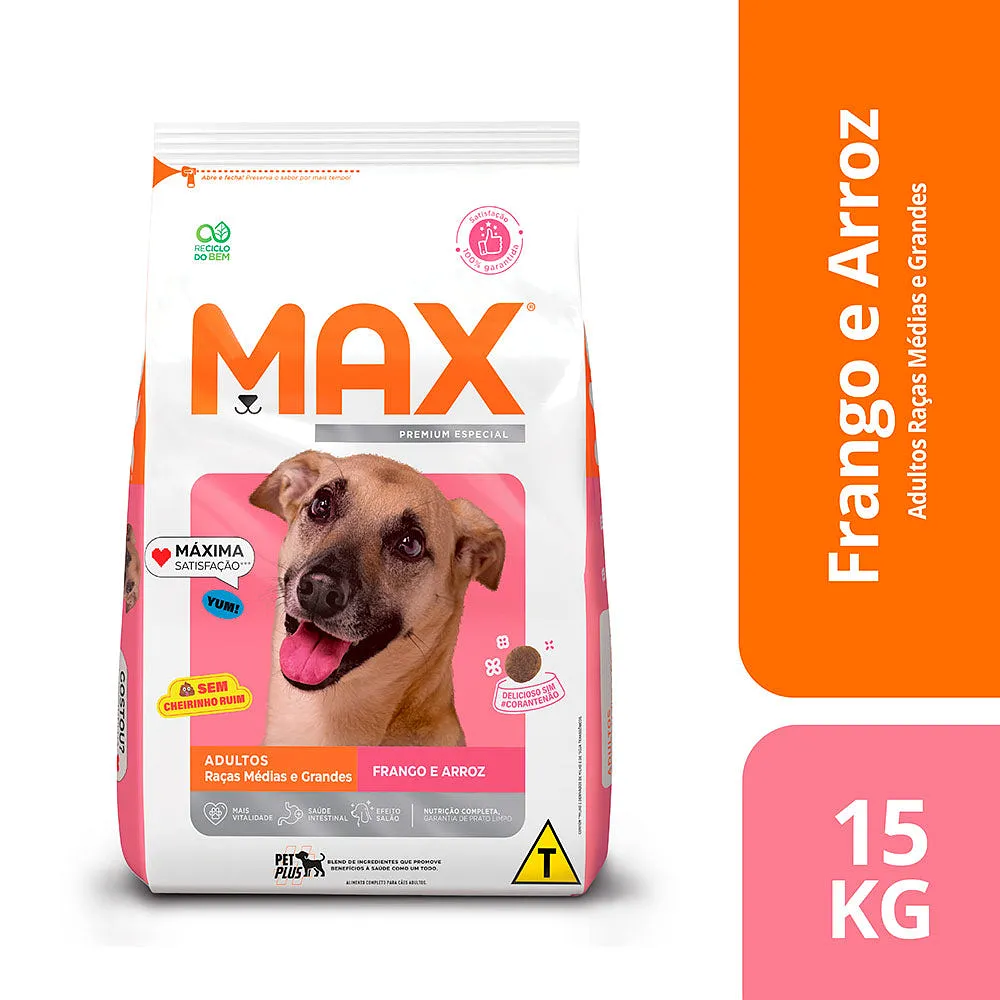 Ração Max para Cães Adultos de Porte Médio e Grande Sabor Frango e Arroz