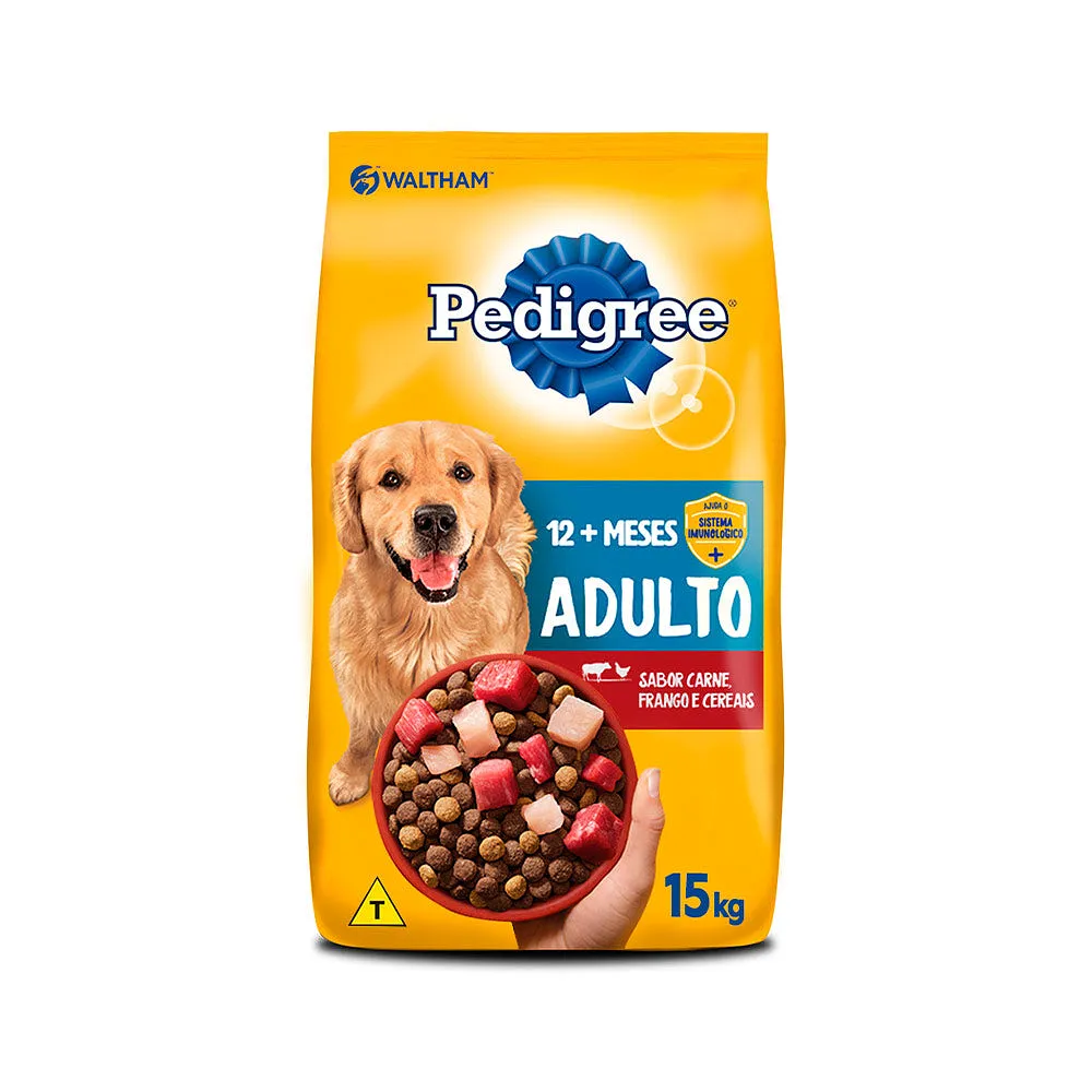 Ração Pedigree para Cães Adultos de Porte Médio e Grande Sabor Carne, Frango e Cereais