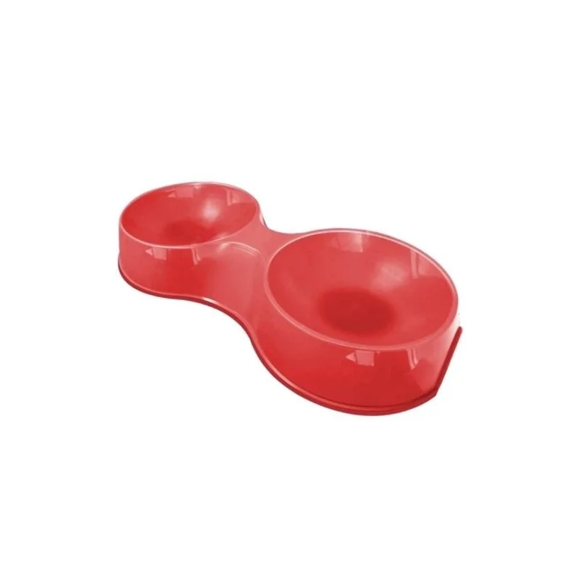Comedouro Cães Furacão Pet Plástico Pop Duplo Vermelho 2000ml