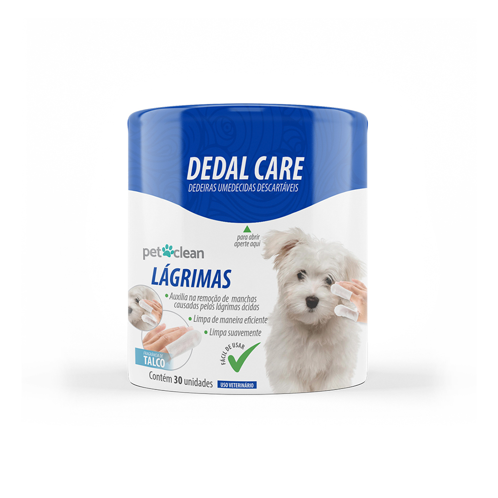 Dedal Umedecido Pet Clean Lágrimas para Cães e Gatos 30 unidades