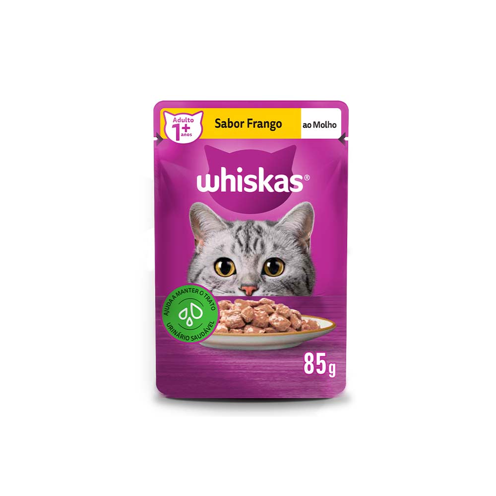 Ração Úmida Whiskas Gatos Adultos Frango Sachê 85g