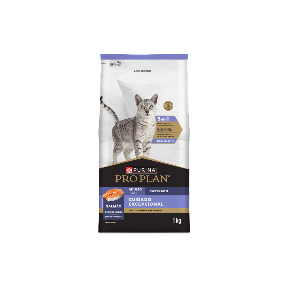 Ração Nestlé Purina Pro Plan Cuidado Excepcional para Gatos Castrados Sabor Salmão