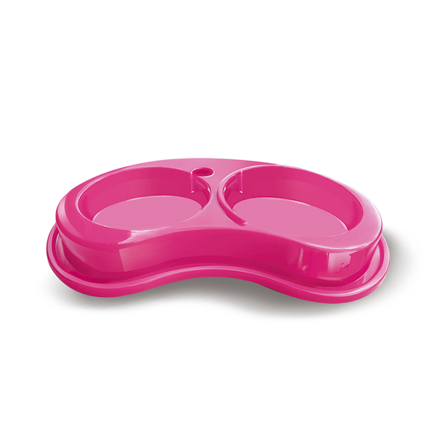 Comedouro Duplo Furacão Pet Anti-Formigas Joy Rosa para Cães