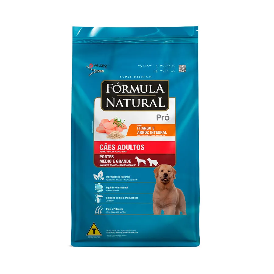 Ração Fórmula Natural Pró para Cães Adultos de Porte Médio e Grande Sabor Frango e Arroz Integral