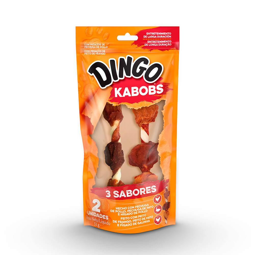 Petisco Dingo Kabobs 3 Sabores para Cães
