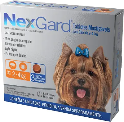 NexGard Antipulgas e Carrapatos para Cães de 2 a 4kg 3 tabletes