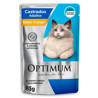 Ração Úmida Optimum Sachê Gatos Adultos Castrados Frango