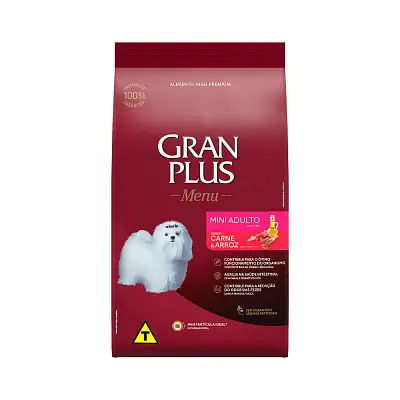Ração GranPlus Menu para Cães Adultos de Porte Mini Sabor Carne e Arroz