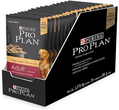 Pack de Ração Úmida Cães Adultos PRO PLAN Frango - Com 15 Sachês 100g