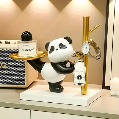 Suporte de Chaves e Bandeja de Bugigangas em Formato de Panda