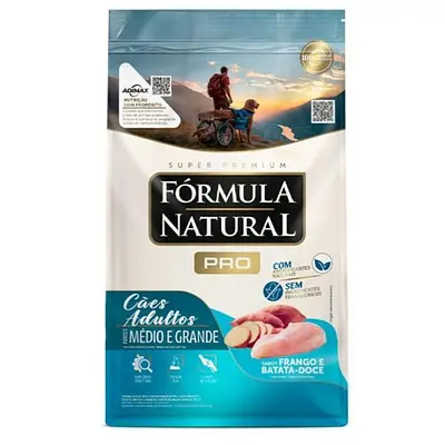 Ração Fórmula Natural Pró Cães Adultos Raças Médias e Grandes Frango e Batata Doce 15kg