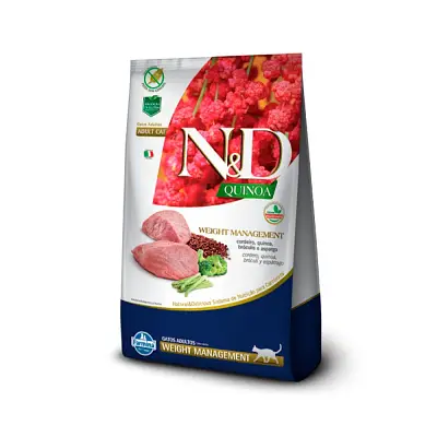 Ração Quinoa Weight N&D para Gatos Adultos sabor Cordeiro