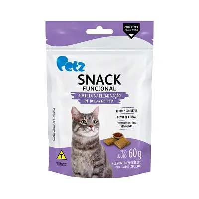 Snack Petz Funcional Eliminação de Bolas de Pelos para Gatos Adultos - 60g